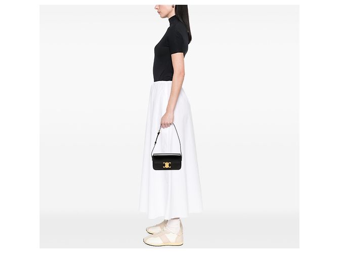 Céline Borsa a spalla Celine Claude in pelle di vitello lucida nera con Triomphe - vista 6