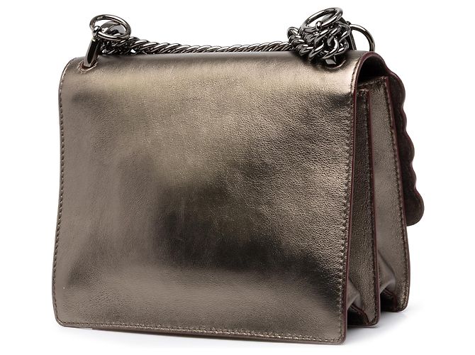 Fendi Gold Mini Scalloped Metallic Studded Leather Kan I Crossbody - vista 2