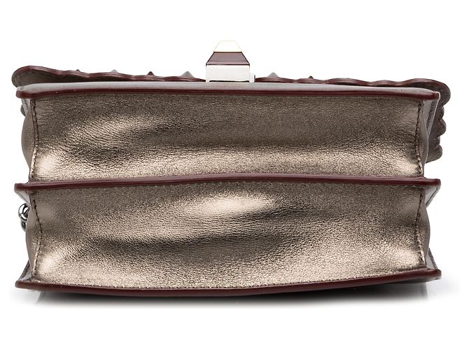 Fendi Gold Mini Scalloped Metallic Studded Leather Kan I Crossbody - vista 3