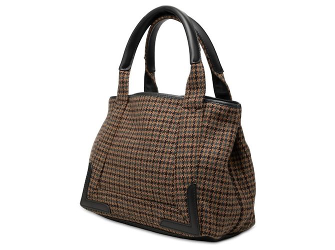Borsa Balenciaga in lana e pelle marrone - vista 2