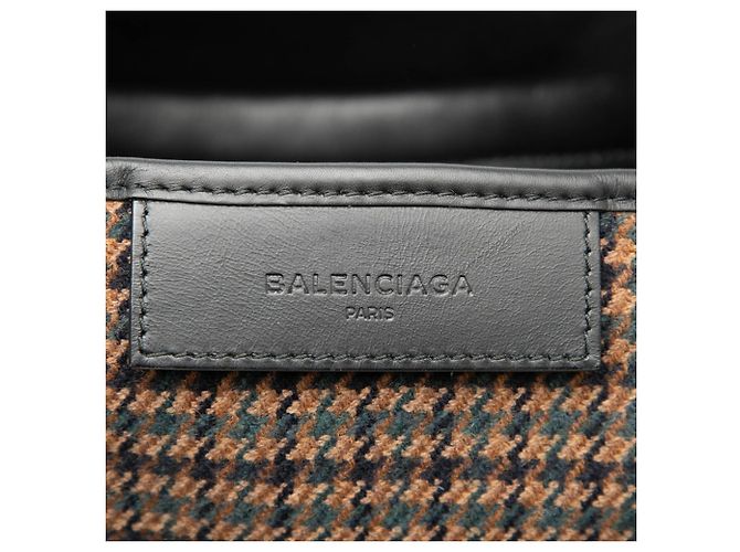 Borsa Balenciaga in lana e pelle marrone - vista 5