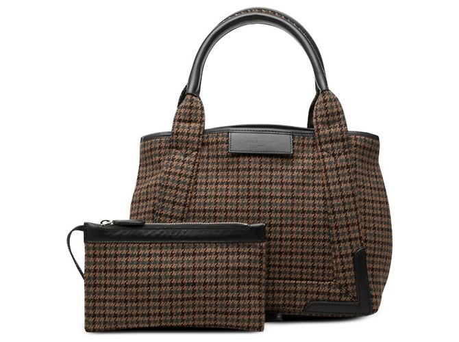 Borsa Balenciaga in lana e pelle marrone - vista 7