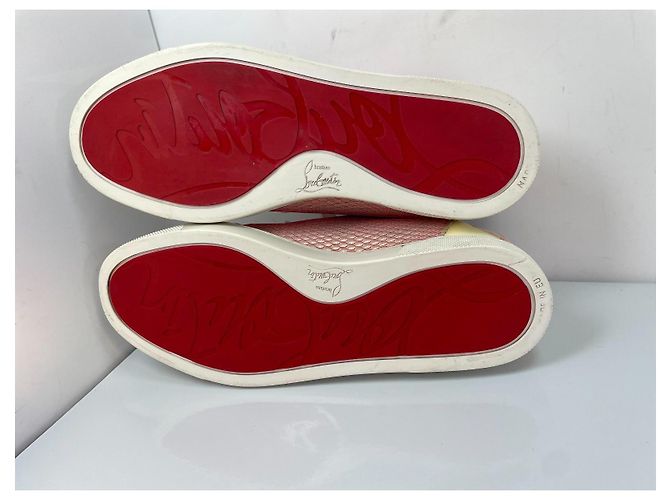 Christian Louboutin Sneakers mesh e pelle rosa con borchie - vista 7