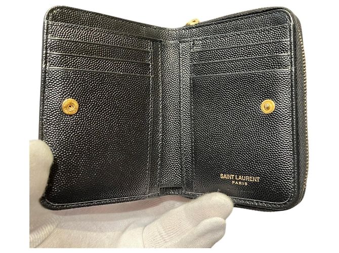 Billetera bi-fold de cuero negro Yves Saint Laurent - vista 3