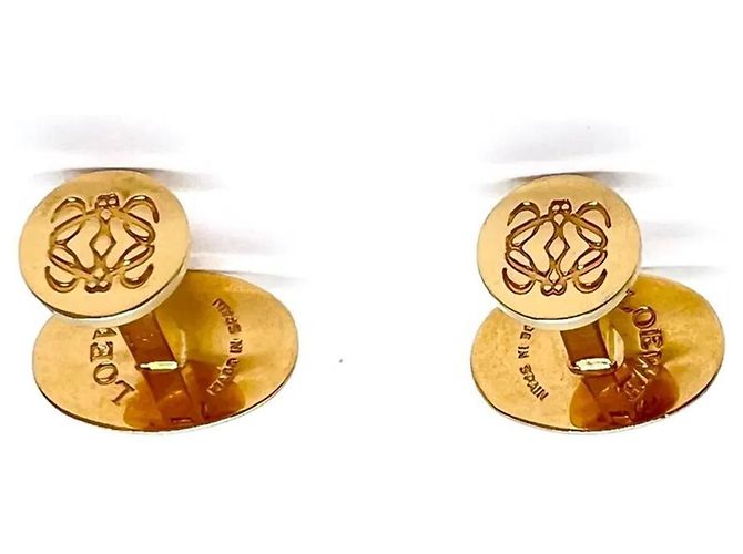 Loewe Boutons de manchette en cuir et plaqué or Anagramme - vue 4