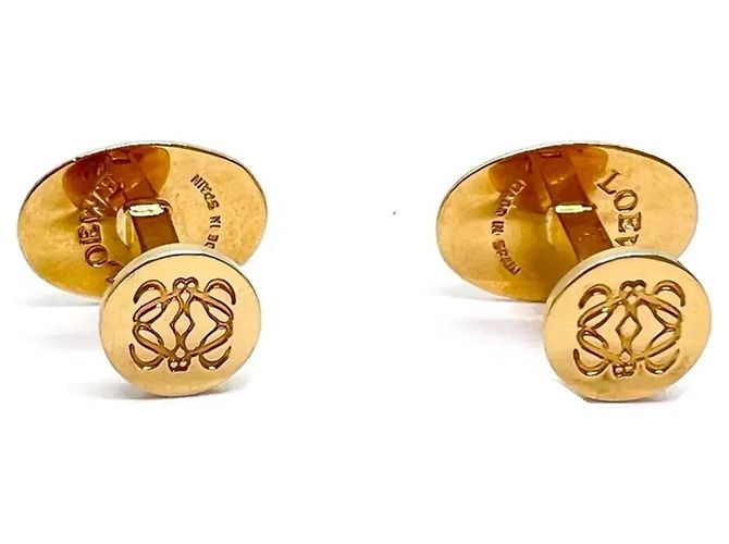 Loewe Boutons de manchette en cuir et plaqué or Anagramme - vue 5