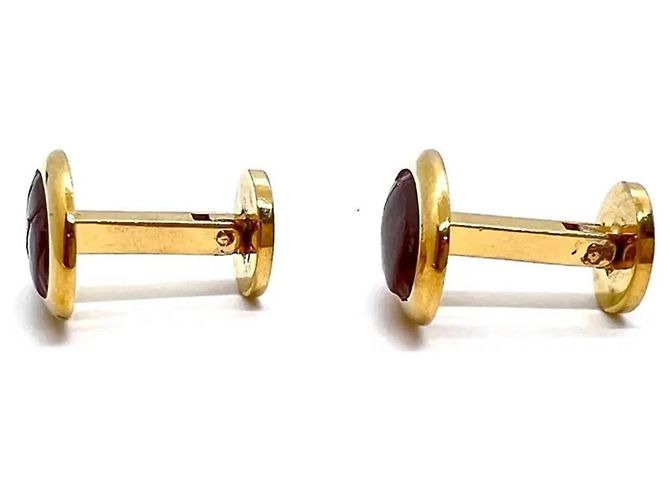 Loewe Boutons de manchette en cuir et plaqué or Anagramme - vue 6
