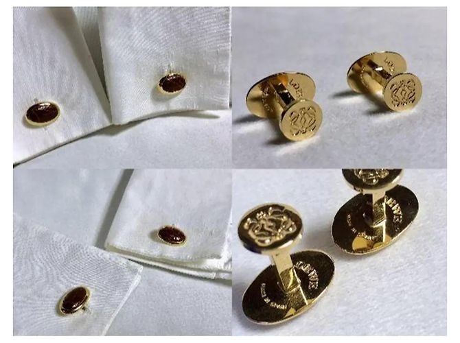 Loewe Boutons de manchette en cuir et plaqué or Anagramme - vue 8