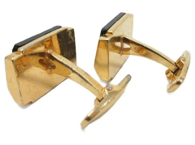 Abotoaduras Yves Saint Laurent Logo Dourado e Preto - vista 4