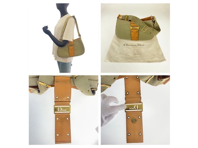 Borsa a spalla marrone khaki Christian Dior - vista 6