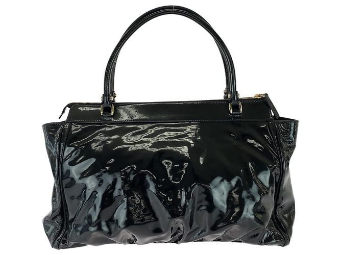 Gucci Abbey Tote Bag aus schwarzem Emaille - Ansicht 2