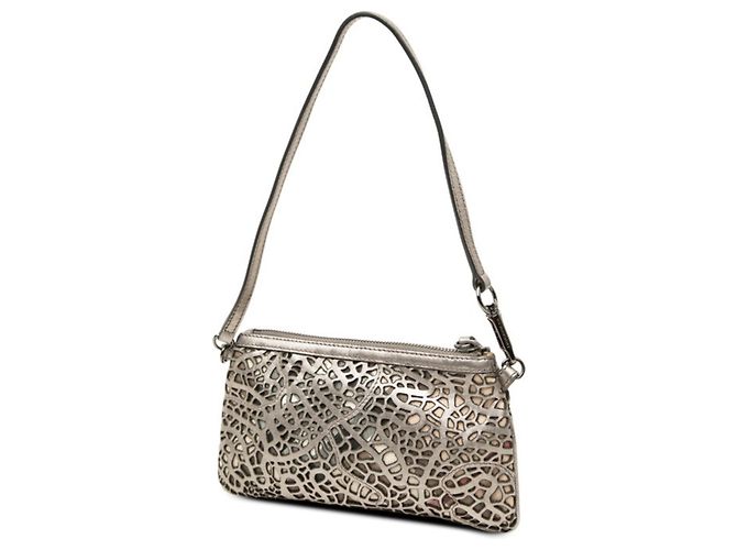 Silberne Lederhandtasche mit Nova Check-Muster von Burberry - Ansicht 2