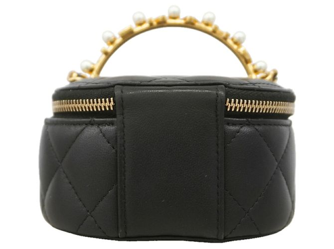 Bolsa Vanity Chanel Matelassé em pele de cordeiro com corrente - vista 9