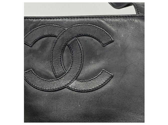 Borsa Tote Chanel in pelle d'agnello nera - vista 10