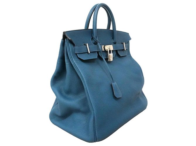 Hermès Borsa Hermes Haut à Courroies 40 in pelle Togo blu profondo - vista 2