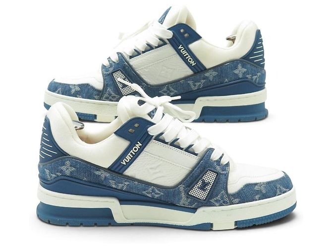 SNEAKERS LOUIS VUITTON LV TRAINER DENIM MONOGRAM 1A9JGS 7 IT 42 FR - vista 2