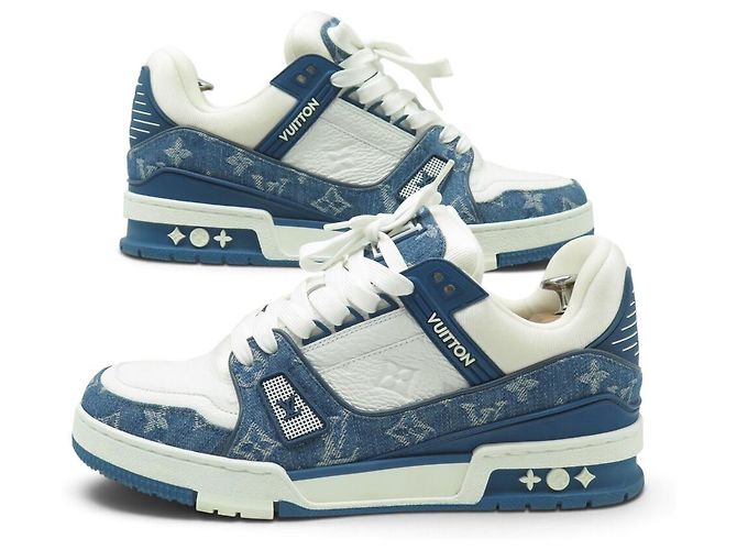 SNEAKERS LOUIS VUITTON LV TRAINER DENIM MONOGRAM 1A9JGS 7 IT 42 FR - vista 3