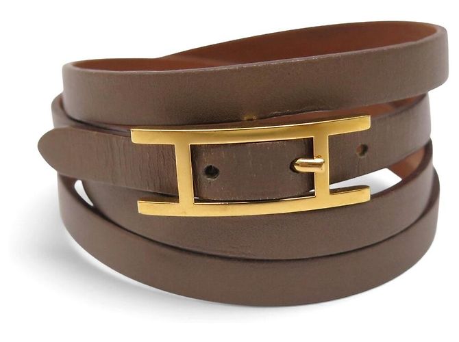 Hermès BRACELET HERMES BEHAPI QUADRUPLE TOUR T16.5 17.5 COURO REVERSÍVEL + CAIXA - vista 2