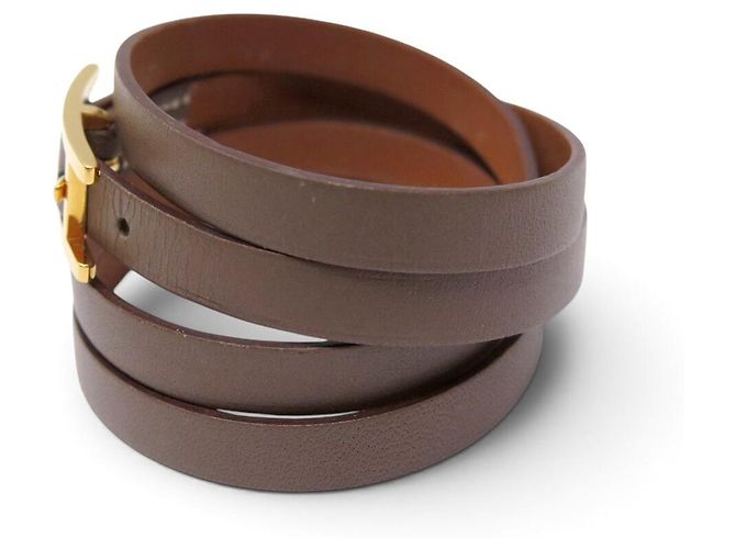 Hermès BRACELET HERMES BEHAPI QUADRUPLE TOUR T16.5 17.5 COURO REVERSÍVEL + CAIXA - vista 3
