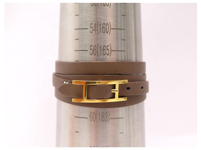 Hermès BRACELET HERMES BEHAPI QUADRUPLE TOUR T16.5 17.5 COURO REVERSÍVEL + CAIXA - vista 9