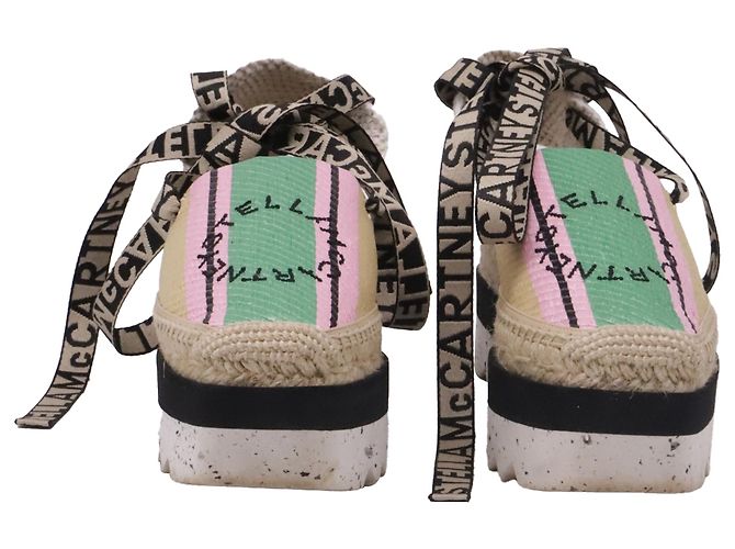 Stella Mc Cartney Stella McCartney Gaia Striped Raffia Platform Espadrilles in Multicolor Raffia - view 2