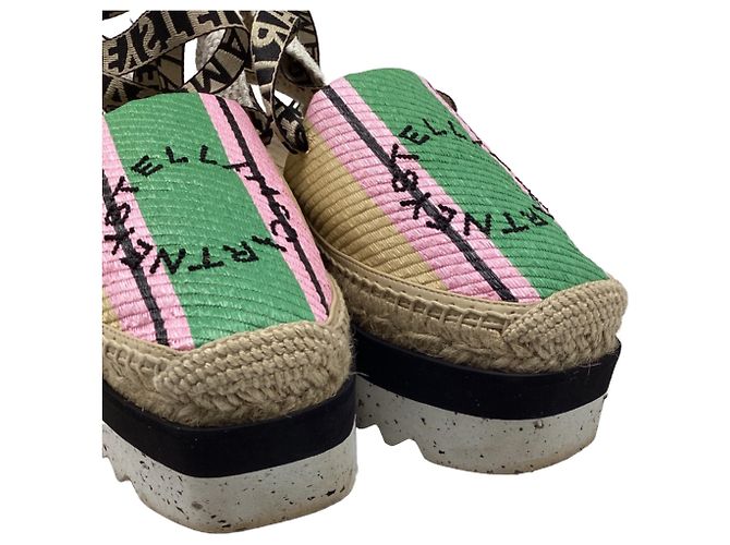 Stella Mc Cartney Stella McCartney Gaia Striped Raffia Platform Espadrilles in Multicolor Raffia - view 7