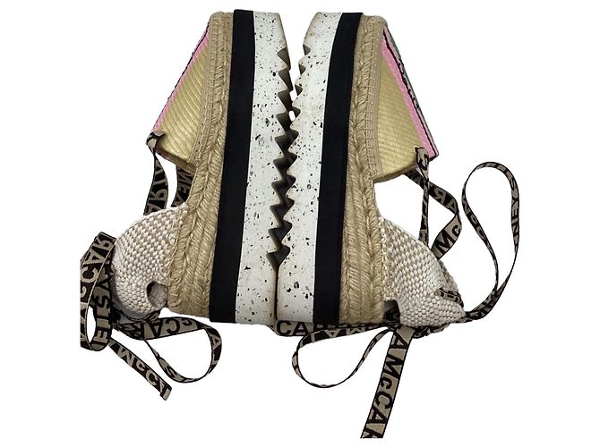 Stella Mc Cartney Stella McCartney Gaia Striped Raffia Platform Espadrilles in Multicolor Raffia - view 8
