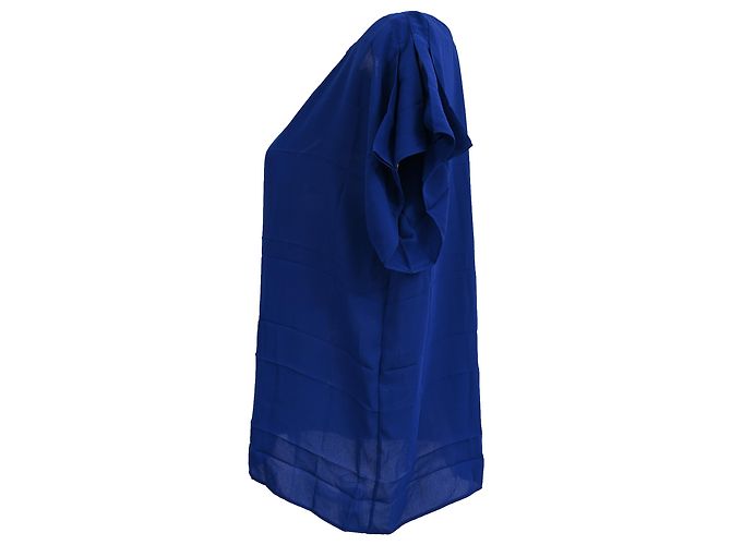 Hermès Bluse mit quadratischem Ausschnitt aus blauem Polyester - Ansicht 2