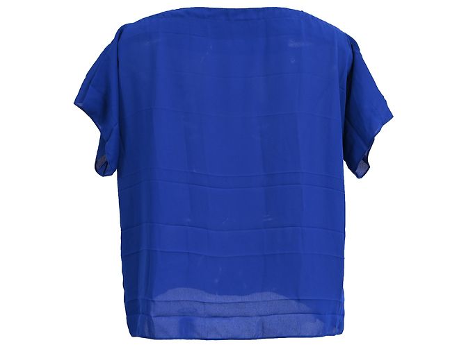 Hermès Bluse mit quadratischem Ausschnitt aus blauem Polyester - Ansicht 3