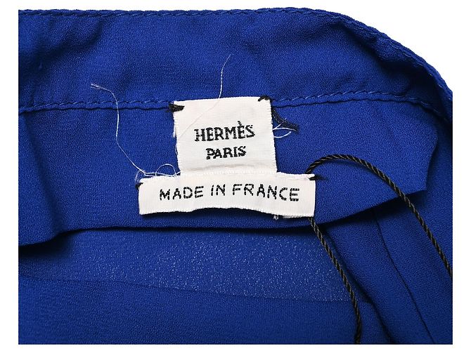 Hermès Bluse mit quadratischem Ausschnitt aus blauem Polyester - Ansicht 4