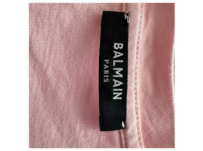 T-shirt Balmain girocollo a maniche corte in cotone rosa - vista 4