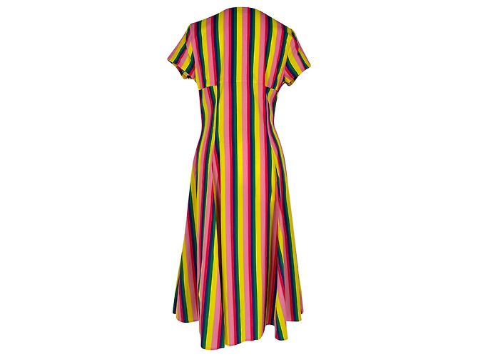Abito midi a righe Alice con fiocco anteriore Staud in cotone multicolore - vista 3
