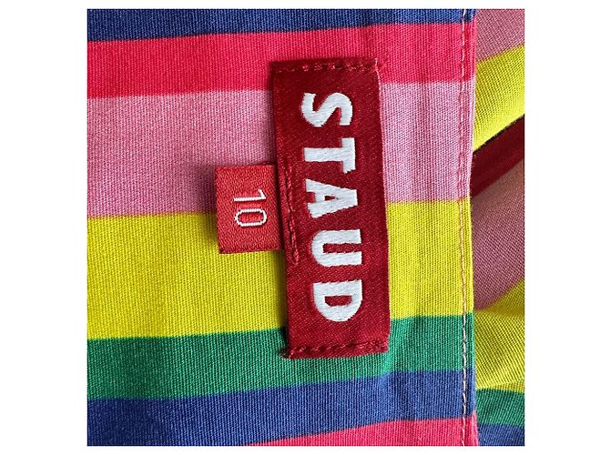 Abito midi a righe Alice con fiocco anteriore Staud in cotone multicolore - vista 4