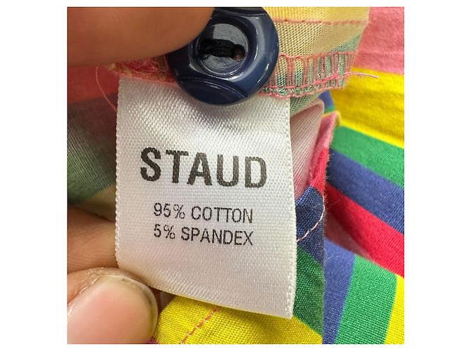Abito midi a righe Alice con fiocco anteriore Staud in cotone multicolore - vista 6