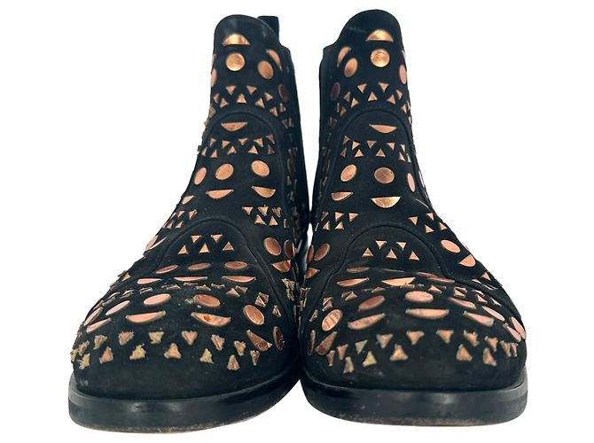 Alaïa Patterned Chelsea Boots in Black Suede - view 2