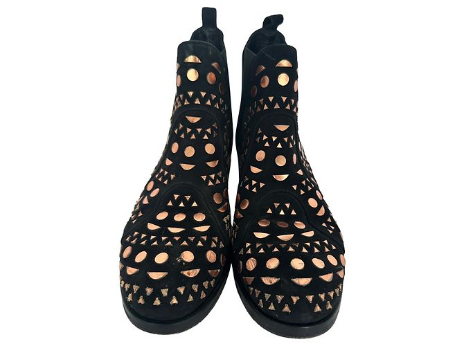 Alaïa Patterned Chelsea Boots in Black Suede - view 3
