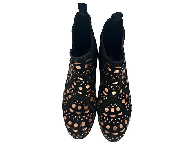 Alaïa Patterned Chelsea Boots in Black Suede - view 4
