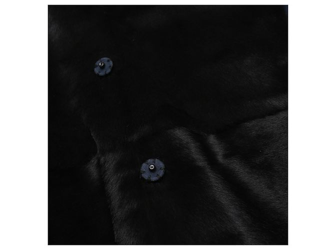 Chaqueta cruzada de piel de cabra rapada Marni en Negro - vista 10