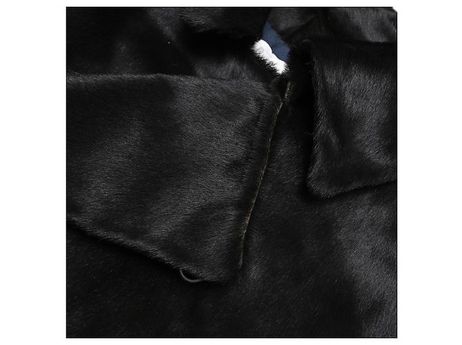 Chaqueta cruzada de piel de cabra rapada Marni en Negro - vista 11
