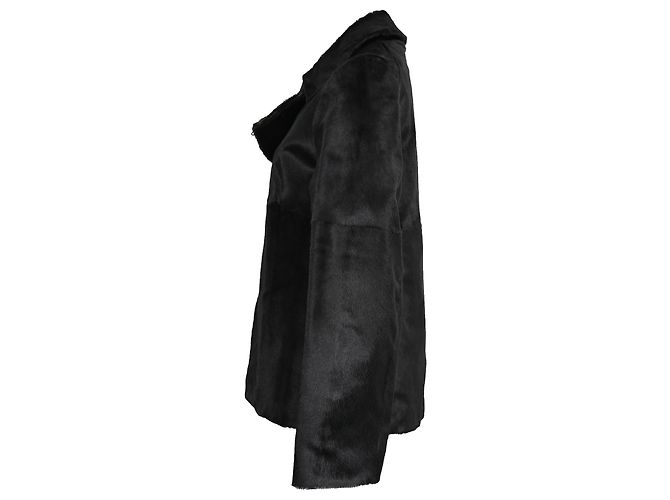 Chaqueta cruzada de piel de cabra rapada Marni en Negro - vista 2
