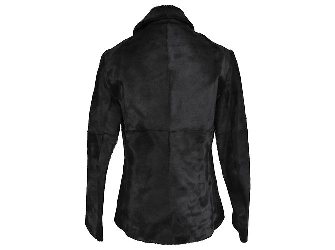 Chaqueta cruzada de piel de cabra rapada Marni en Negro - vista 3