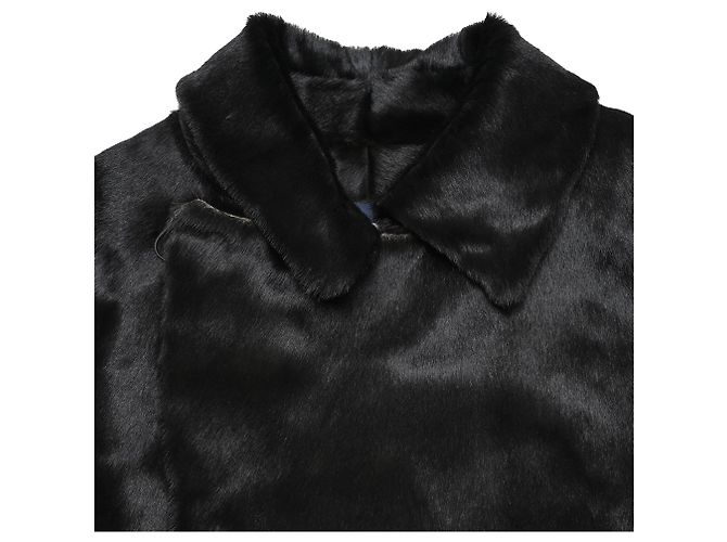 Chaqueta cruzada de piel de cabra rapada Marni en Negro - vista 4