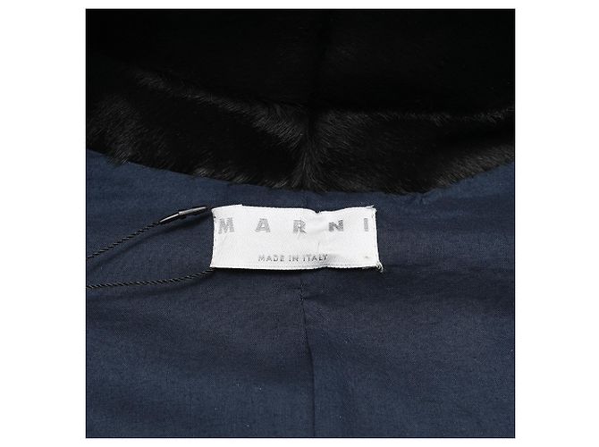 Chaqueta cruzada de piel de cabra rapada Marni en Negro - vista 5