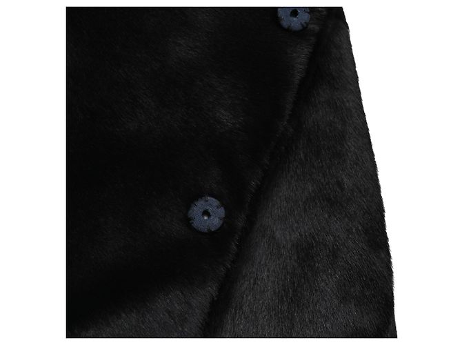 Chaqueta cruzada de piel de cabra rapada Marni en Negro - vista 8
