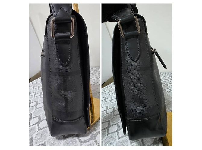 Bolsa Messenger Burberry em couro preto Check - vista 4