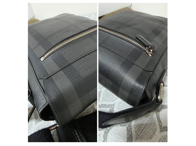 Bolsa Messenger Burberry em couro preto Check - vista 8