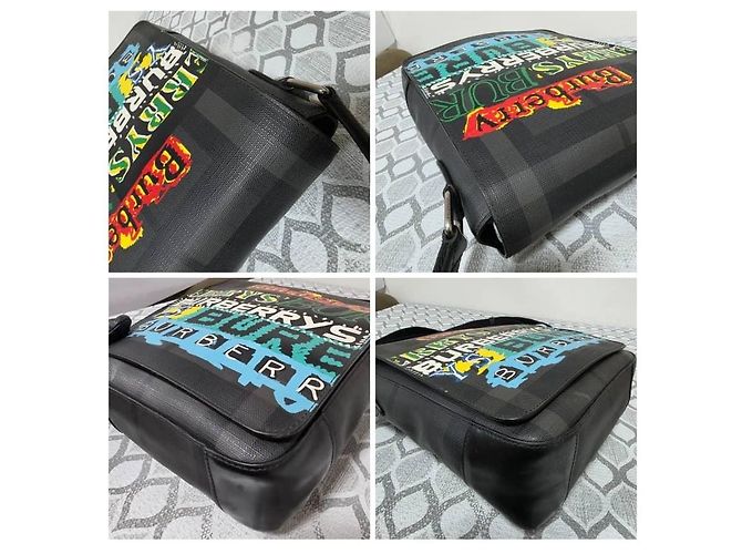 Bolsa Messenger Burberry em couro preto Check - vista 9