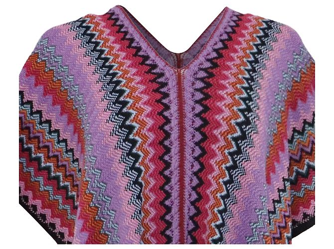 Poncho in maglia Missoni Chevron con scollo a V in lana multicolore - vista 2