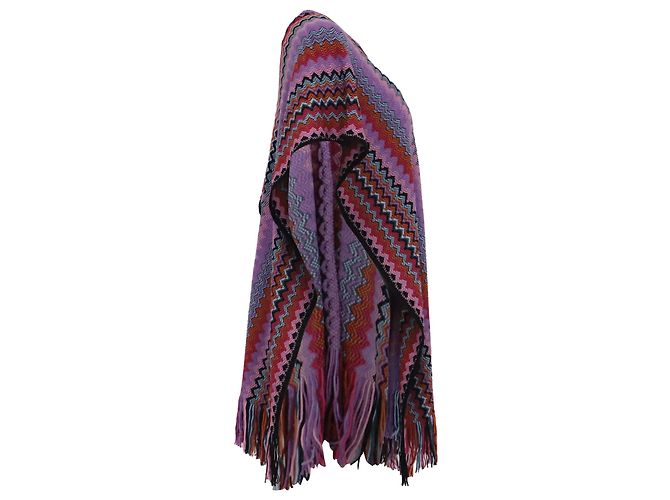 Poncho in maglia Missoni Chevron con scollo a V in lana multicolore - vista 3