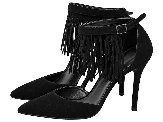 Décolleté a punta con frange Stuart Weitzman in camoscio nero - vista 4